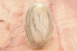 Native American Jewelry Genuine White Buffalo Turquoise Sterling Silver Ring